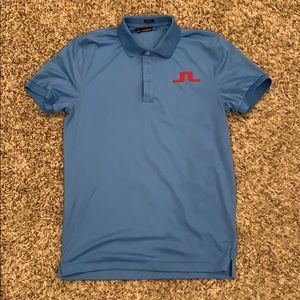 J Lindeberg blue golf bridge polo